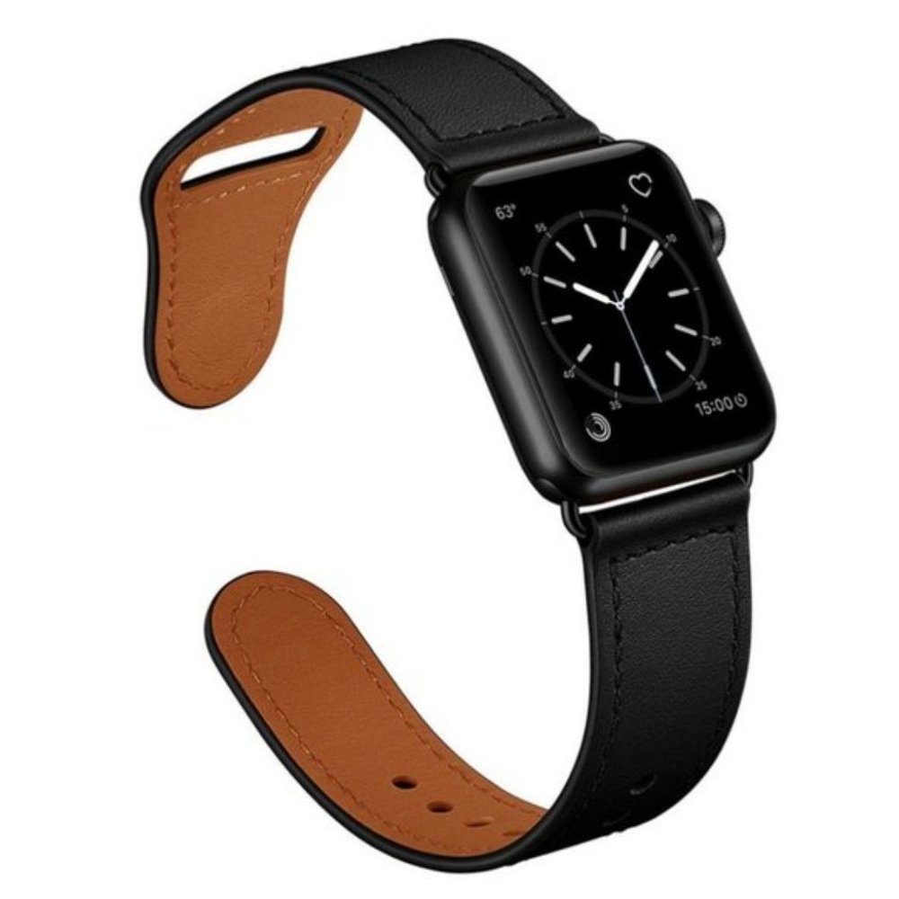 *❤️NEW Black Genuine Leather Band For Apple Watch